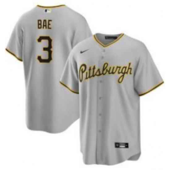 Men Pittsburgh Pirates Ji Hwan Bae #3 Nike Gray Stitched MLB Cool Base Jersey